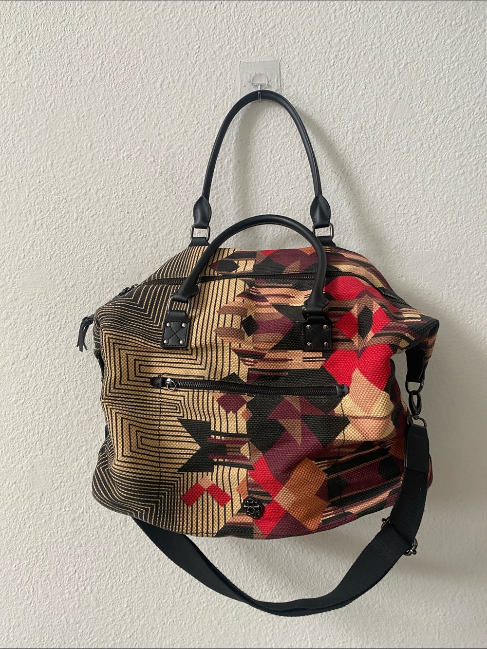 Rafe Weekender Bag Linen Cotton Canvas Abstract Art Oversized Duffle Bag